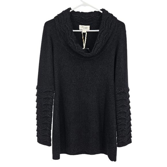 Temperley London Wave Tunic Sweater Black Lambswool Knit Cowl Neck NWT Size S - Picture 1 of 6